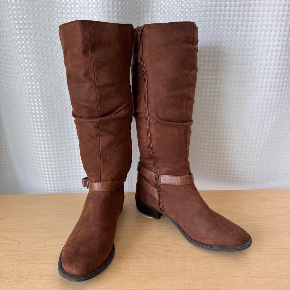 Women Sonoma Goods For Life Draw Knee High Boots Shoes Cognac Size 9.5 Med